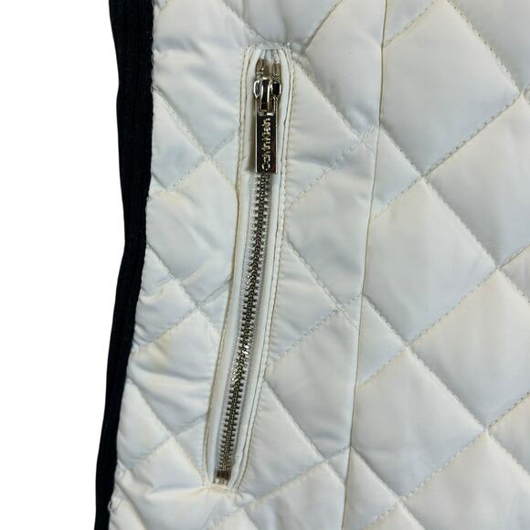 Calvin Klein Poly Filled Puffer Vest Sweater Side Ribbed White/Black Women Small - Picture 5 of 10